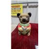 Image 2 : Ceramic Bear Cookie Jar with Red Sweater and Green Trim and Tomato Cookie Jar Vintage