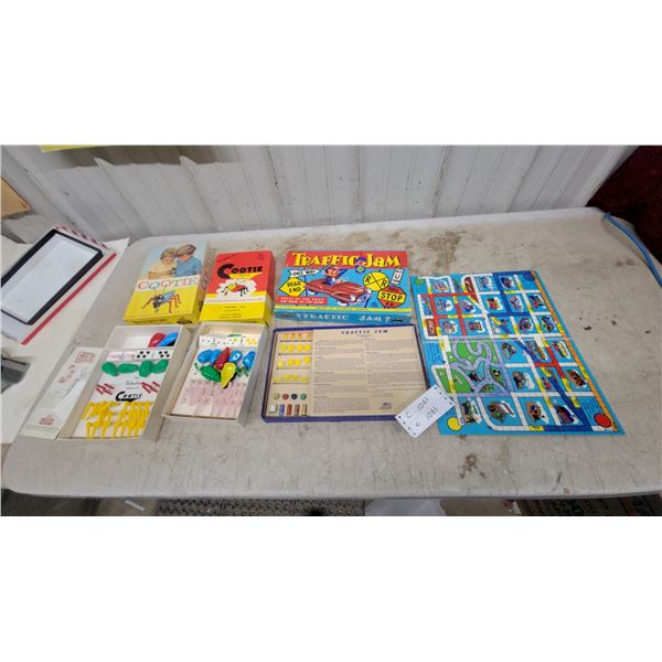 Vintage Schaper Cootie "Build a Cootie Bug" Game #200 and Traffic Jam Game and More