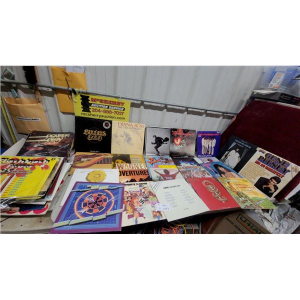 Assorted Vinyl Records Including K-Tel Flashback Fever, Bee Gees Gold, Diana Ross Appox. 50x