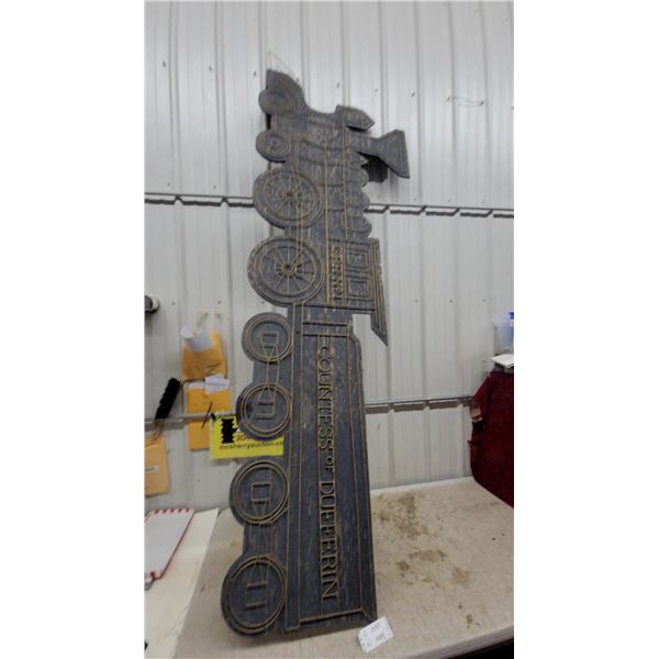Wooden CPR No. 1 "Countess of Dufferin" Steam Locomotive Decorative Wall Art Sign 8' Long