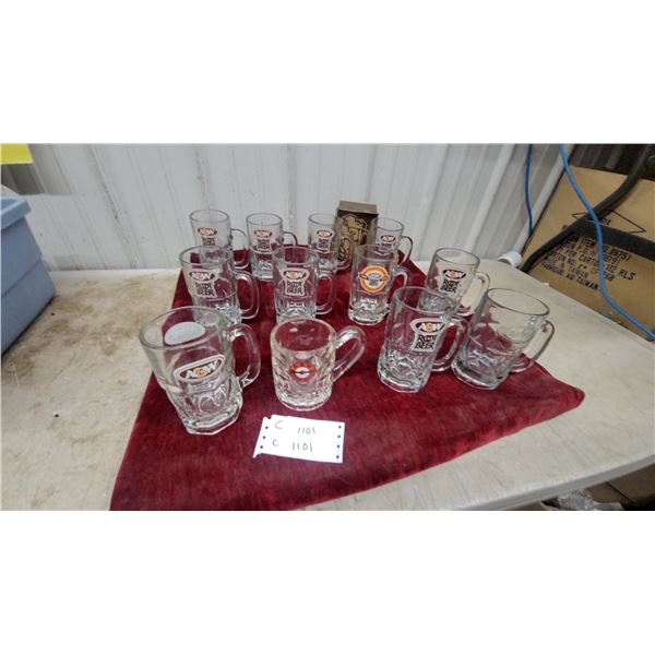 A&W Root Beer Branded Glass Mugs with Classic and Retro Logos