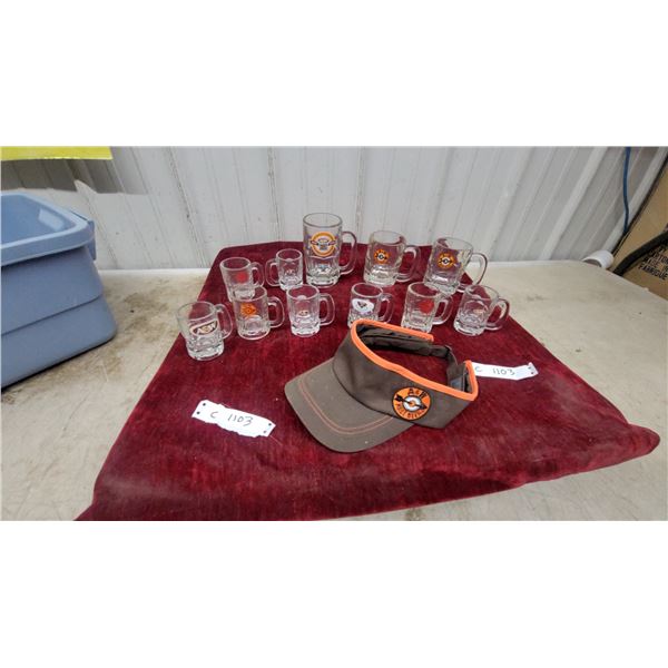 A&W Root Beer Collectible Mini Mugs Including 1919 Anniversaire Stein and Logo Visor Hat
