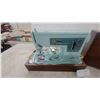 Image 2 : Vintage Singer 328K Style-O-Matic Sewing Machine in Light Blue with Carrying Case, C. 1960