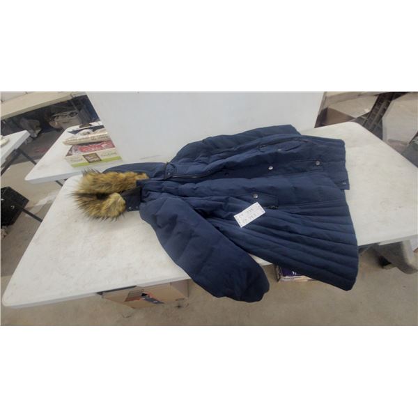 Arctic Expedition Navy Puffer Jacket with Fur-Lined Hood, Size 3X, Model 43698-29