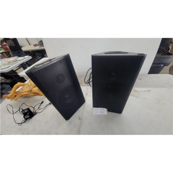 Pair of Monster Clarity HD Model One Powered Speakers with Wedge Design and Microphone