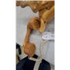 Image 4 : Push-Button Telephone Carved from Natural Burl Wood with Coiled Cord Amazing Phone