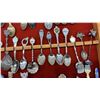 Image 4 : Collection of Souvenir Spoons Featuring State and Provincial Emblems in Glass-Top Wooden Display