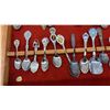 Image 6 : Collection of Souvenir Spoons Featuring State and Provincial Emblems in Glass-Top Wooden Display