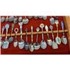 Image 7 : Collection of Souvenir Spoons Featuring State and Provincial Emblems in Glass-Top Wooden Display