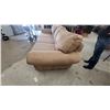 Image 2 : Tan Microfiber Upholstered Three-Seat Sofa with Rounded Armrests