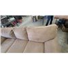 Image 3 : Tan Microfiber Upholstered Three-Seat Sofa with Rounded Armrests