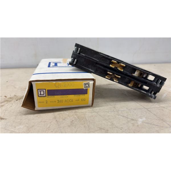 Square D 2-Pole 100A Breaker Type Q1-2100, 240V AC, with 2-Pole 60A and 2-Pole 15A Breakers