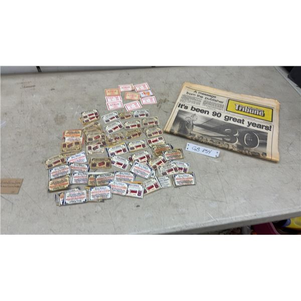 100 Blue Ribbon Vintage Coupons and Final Edition of The Winnipeg Tribune, August 27, 1980