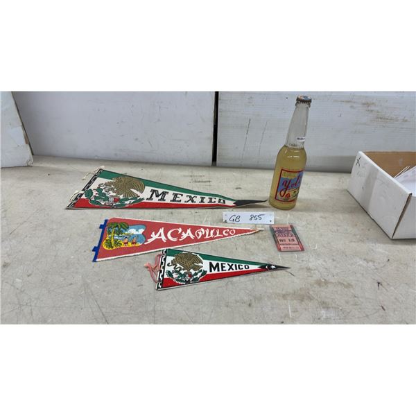 1950s Mexico and Acapulco Felt Pennants, 1961 Jai Alai Tickets, 1959 Sealed Yoli Soda and More