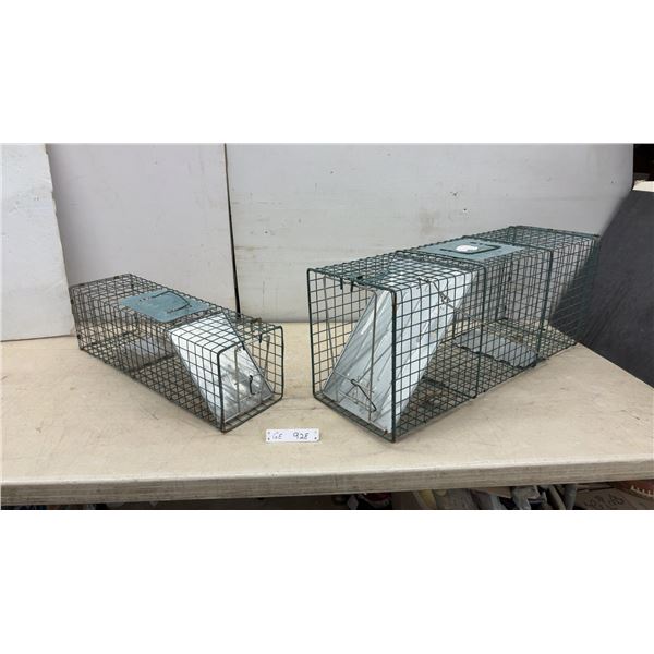 Two Live Animal Traps, Single Door Spring-Loaded, 12 x 10 x 32" & 7 1/2 x 7 x 7"