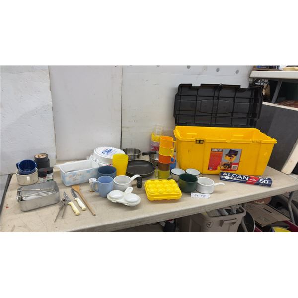 Strong & Tuff Yellow Storage Box, Paper Plates, Pots, Pans, Foil, Cutlery & More