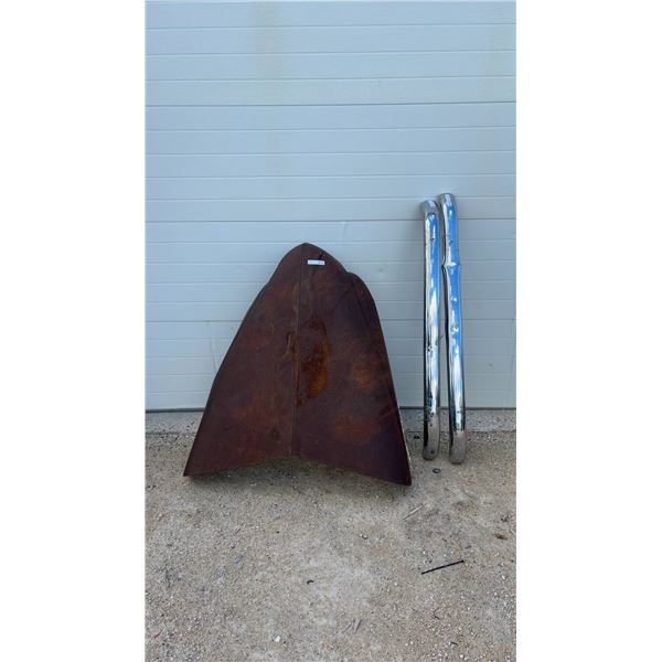 International Truck Hood and 2 Chrome Steel Bumpers