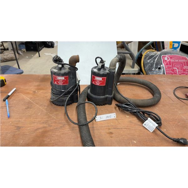 Two Utilitech Submersible Utility Pumps, 1/6 HP, Model PPU6, 115 Volts