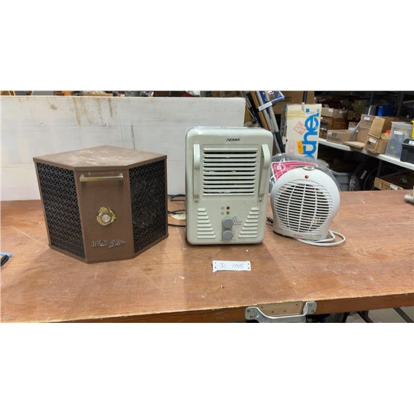 Vintage White Star Heater, NOMA 900W/1500W Electric Heater and Sunbeam SFH1000-CN Fan Heater