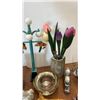 Image 6 : Vintage Cup Dispenser, Assorted Figurines, Faux Flowers, & More