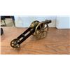 Image 7 : Two Brass Miniature Cannons, Brass & Glass Pocket Watch-Style Picture Frame, & Cast Iron Penguin