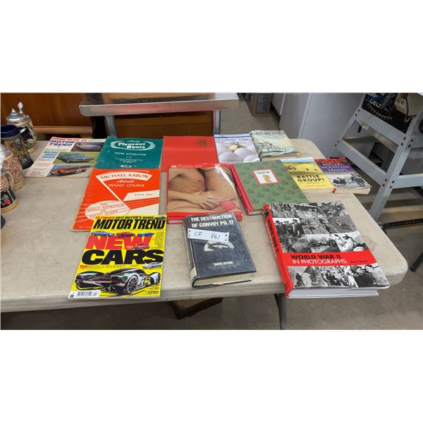 Books: "World War II in Photographs" by David Boyle, Motor Trend, Piano Books and More