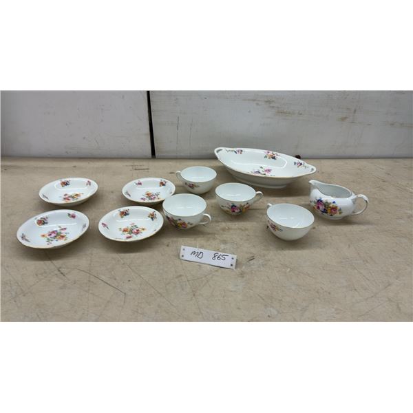 Bohemia Altrohlau Czechoslovakia Porcelain Floral Dinnerware Set with Bowls, Teacups, and More