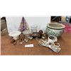Image 1 : Assorted Decor & Collectibles: Chinese Porcelain Planter, Crystal Figurines, & More