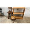 Image 1 : Two Wooden Stools & a Two-Shelf Bookcase