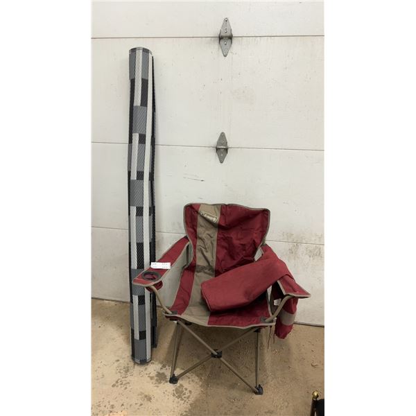 Coleman Folding Chair & Roll-Up Outdoor Mat 6 x 9ft
