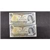 Image 2 : Five 1973 Canadian One Dollar Banknotes Featuring Queen Elizabeth II