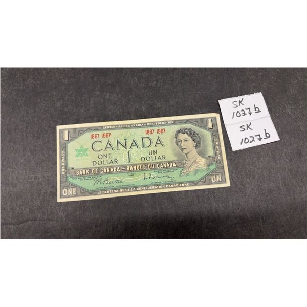 1967 Bank of Canada Centennial of Canadian Confederation One Dollar Banknote