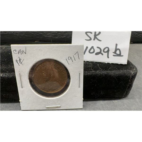 1917 Canadian One Cent Coin Featuring King George V in 2 x 2" Coin Flip