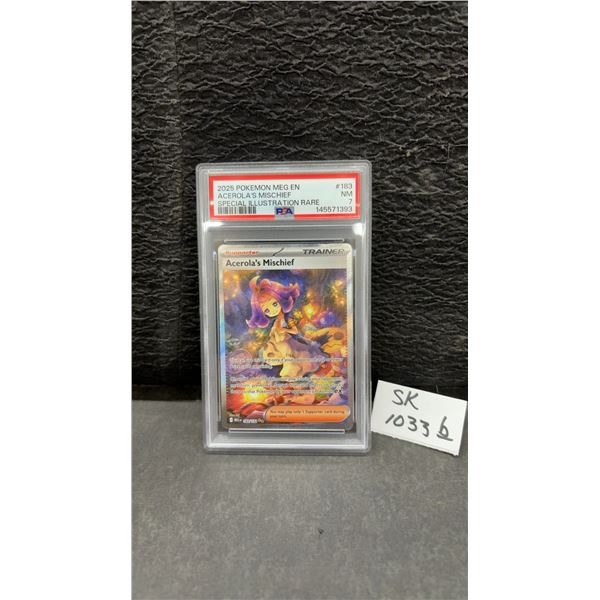 2025 Pokémon MEG EN Acerola's Mischief #183 Special Illustration Rare Graded PSA NM 7