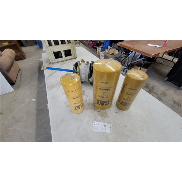 Caterpillar 1R-0749 Fuel Filters, 1R-1808 Oil Filter, and Air Brake Spring Chamber
