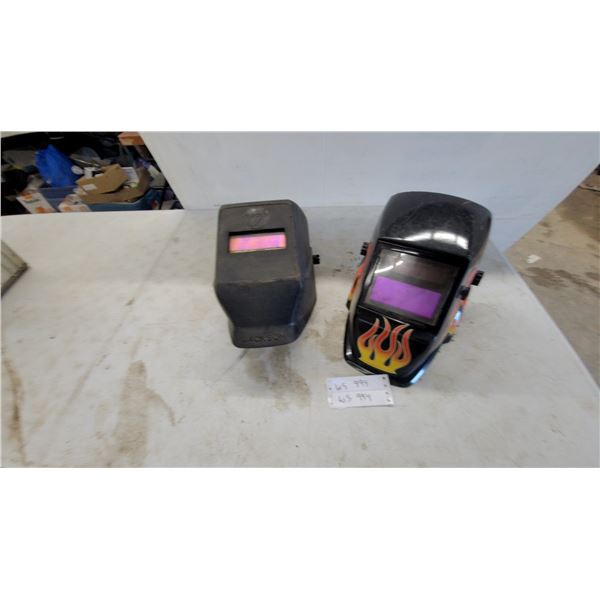 Pair of Jackson Safety Auto-Darkening Welding Helmets, Black and Flame Design