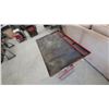 Image 2 : Mobile Adjustable-Height Work Table/Lift Stand with Red Metal Frame and Diamond Plate Top