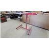 Image 3 : Mobile Adjustable-Height Work Table/Lift Stand with Red Metal Frame and Diamond Plate Top