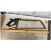 Image 3 : Wooden Toolbox w/ Mastercraft Apron, Kuny's PH-40 Pouches, Hacksaw, Hammer, Staple Gun and More