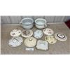 Image 1 : Two White Ceramic Chamber Pots and Ten Assorted Antique Decorative Lids