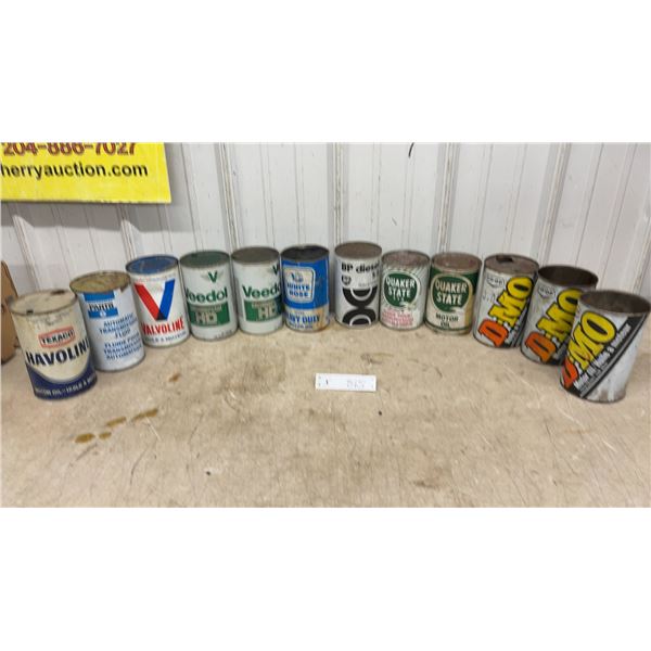 Vintage Motor Oil Cans Incl. Texaco Havoline, Valvoline, Veedol, Quaker State, CO-OP and More