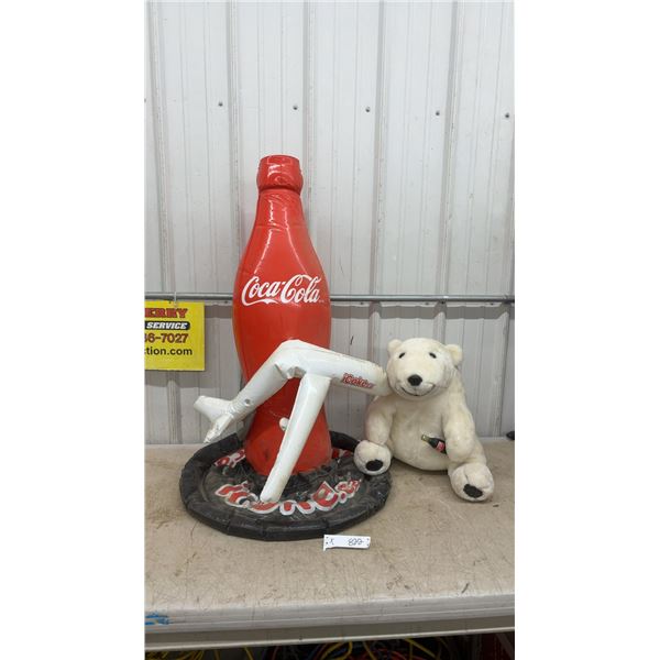 Coca-Cola iCoke.Ca Inflatable Bottle Promotional Display and Plush Polar Bear with Coke Bottle