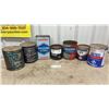 Image 1 : Vintage Oil Cans Including Prestone Anti-Freeze, Gulf Grease, Gulfcrown EP 2, Co-Op Antigel and Mor