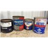 Image 2 : Vintage Oil Cans Including Prestone Anti-Freeze, Gulf Grease, Gulfcrown EP 2, Co-Op Antigel and Mor