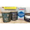 Image 3 : Vintage Oil Cans Including Prestone Anti-Freeze, Gulf Grease, Gulfcrown EP 2, Co-Op Antigel and Mor
