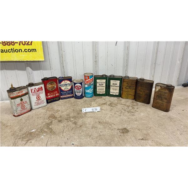 Vintage Oil Can Lot: Beatty Pump Oil, Varcon, Toronto Elevators, Kleen-Flo, STP, Castrol and More