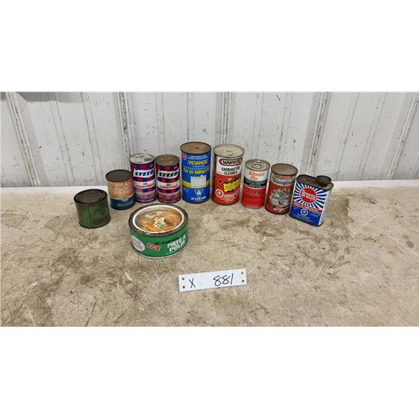 Vintage Automotive Tin Lot: Turtle Wax, Wynn's, Steed, Atlas, Kleen-Flo, Brasso and More