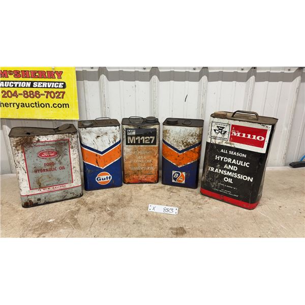 Vintage Hydraulic and Transmission Oil Cans: Ford Hydraulic, Gulf, Massey Ferguson and B/A