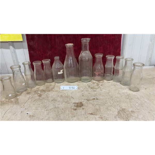 Vintage Clear Glass Milk Bottles Including Maples Dairies, Purity Dairy, Superior Dairies and More