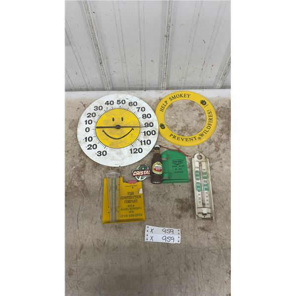 Smiley Face Thermometer, Smokey Bear Frisbee, Curco Thermometer, Rain Gauge, and More